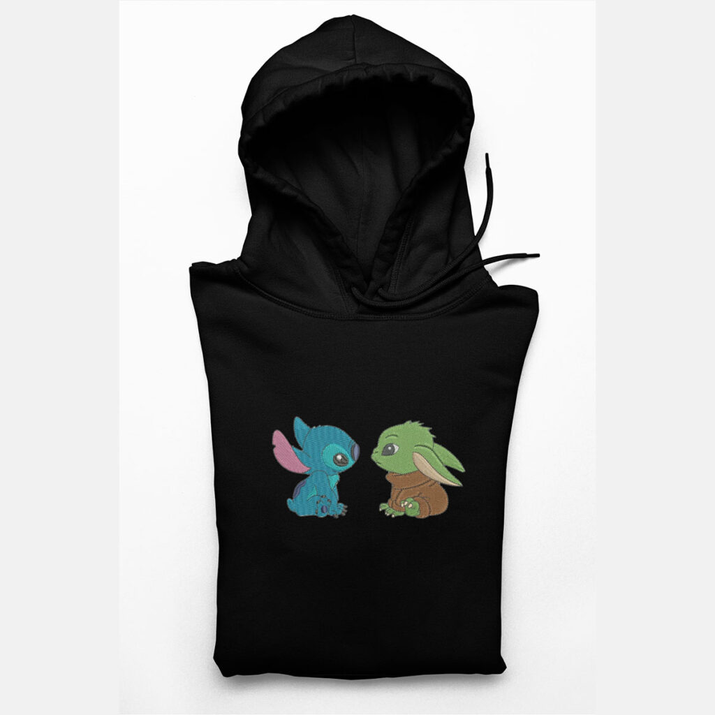 Baby Yoda & Stitch Embroidered Hoodie GotGarms